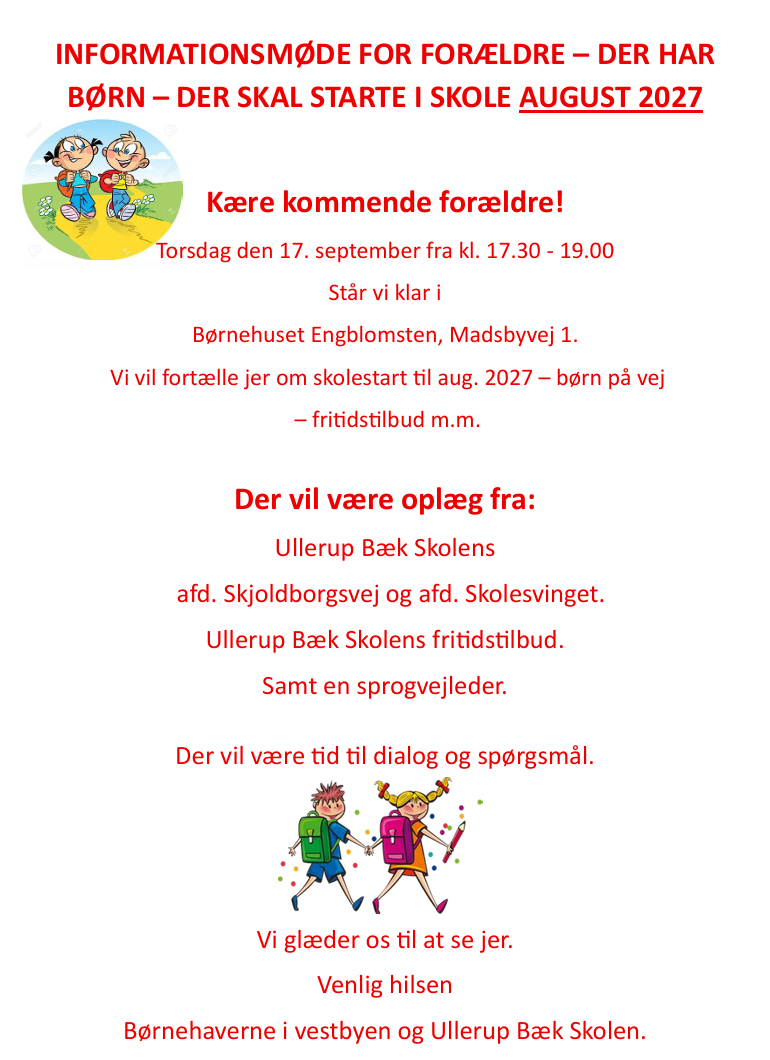 Kom til informationsmøde om skolestart